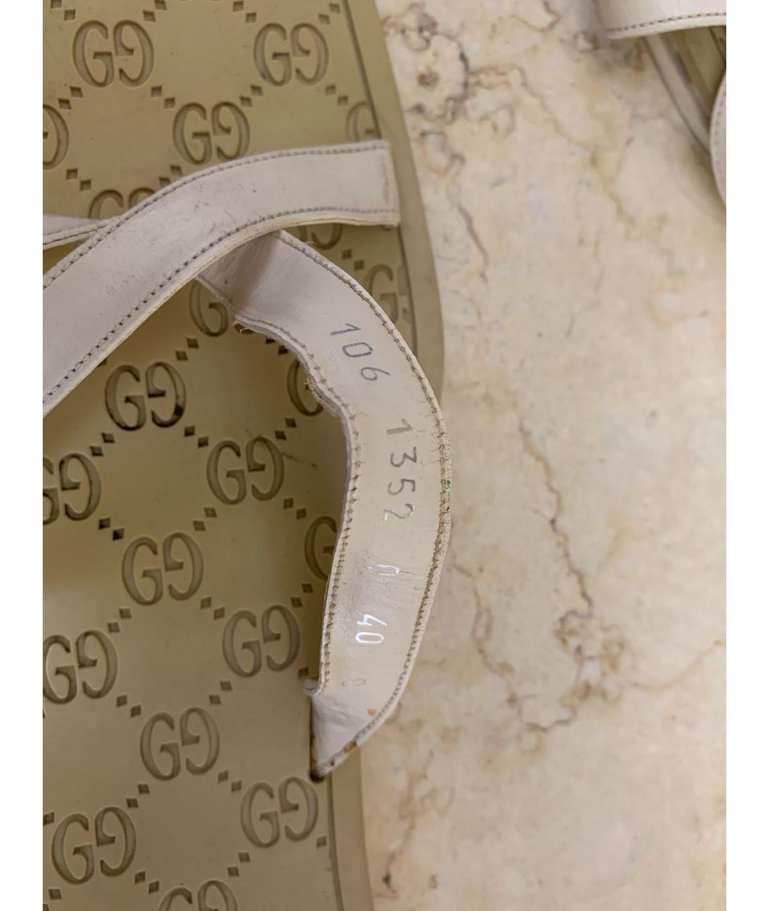 GUCCI Бежевые кожаные шлепанцы, фото 6