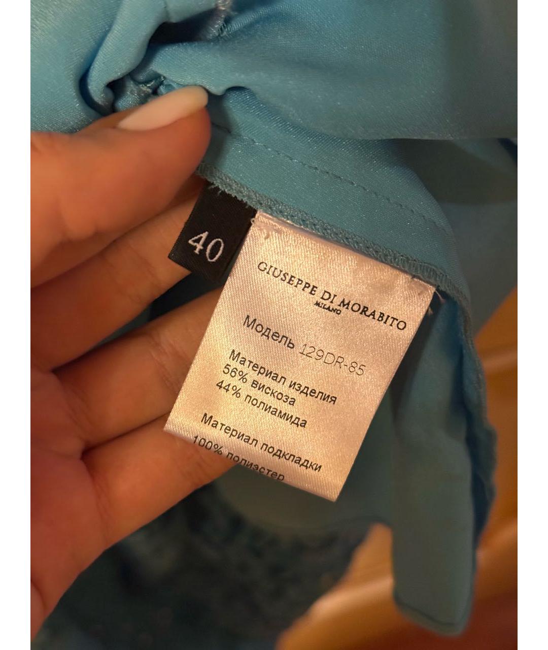 GIUSEPPE DI MORABITO Бирюзовое кружевное вечернее платье, фото 4