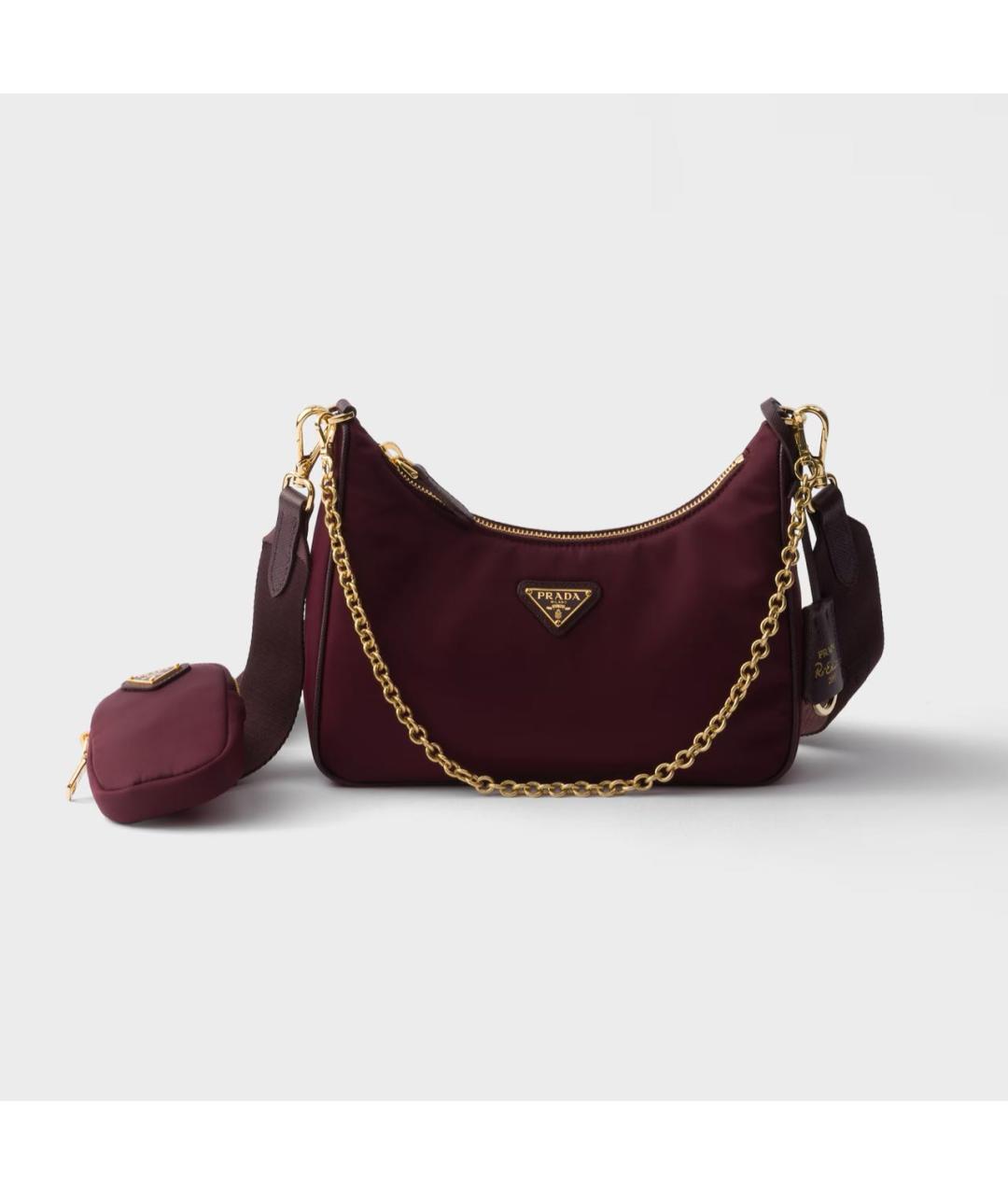 PRADA Бордовая тканевая сумка через плечо, фото 8