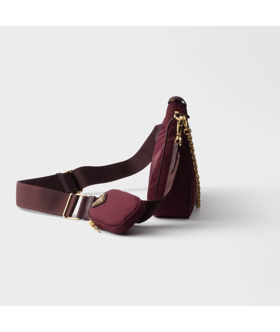 PRADA Бордовая тканевая сумка через плечо, фото 5
