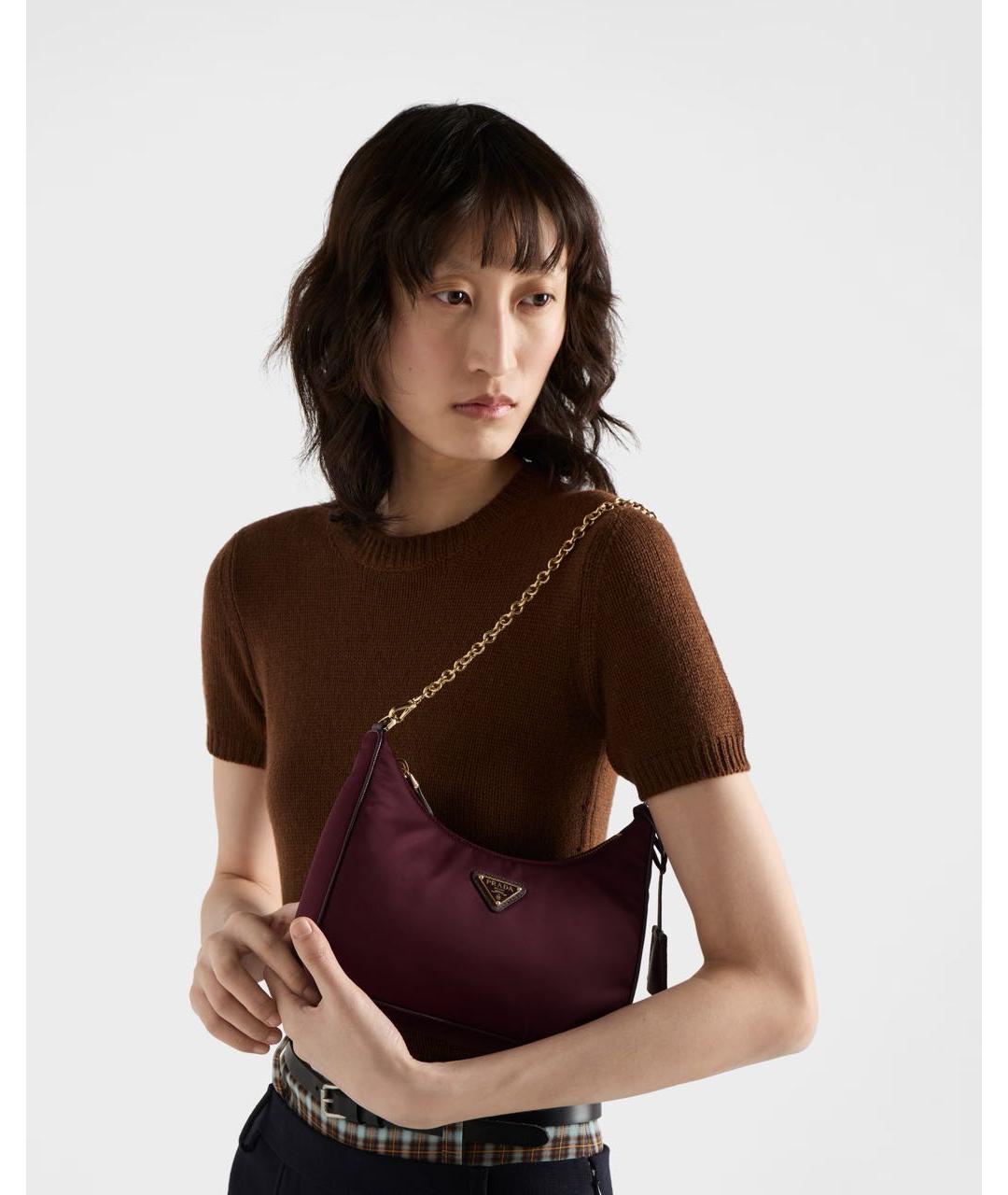 PRADA Бордовая тканевая сумка через плечо, фото 2