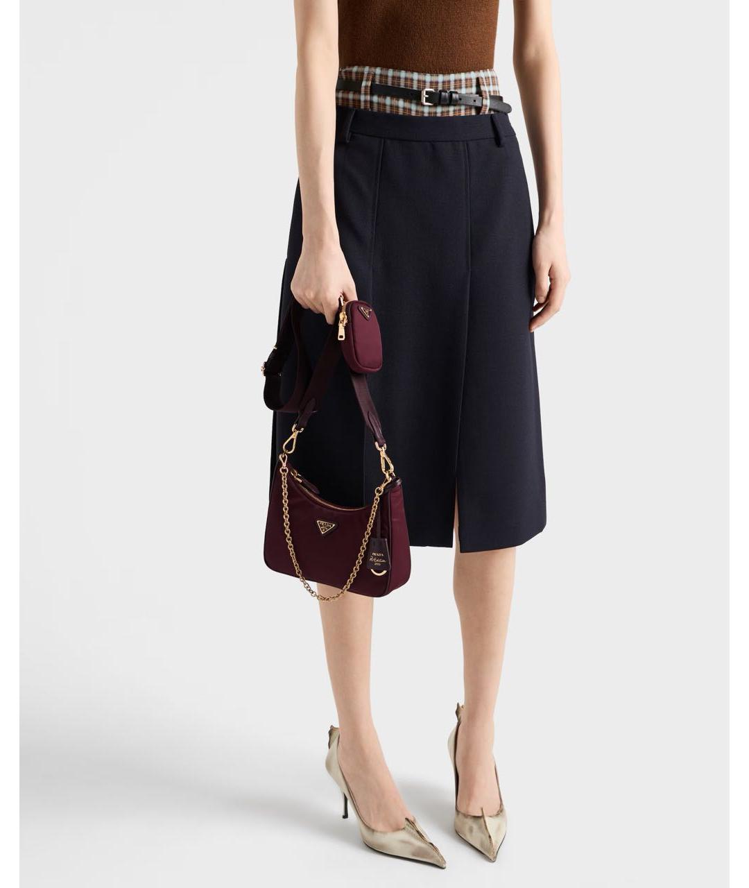 PRADA Бордовая тканевая сумка через плечо, фото 6