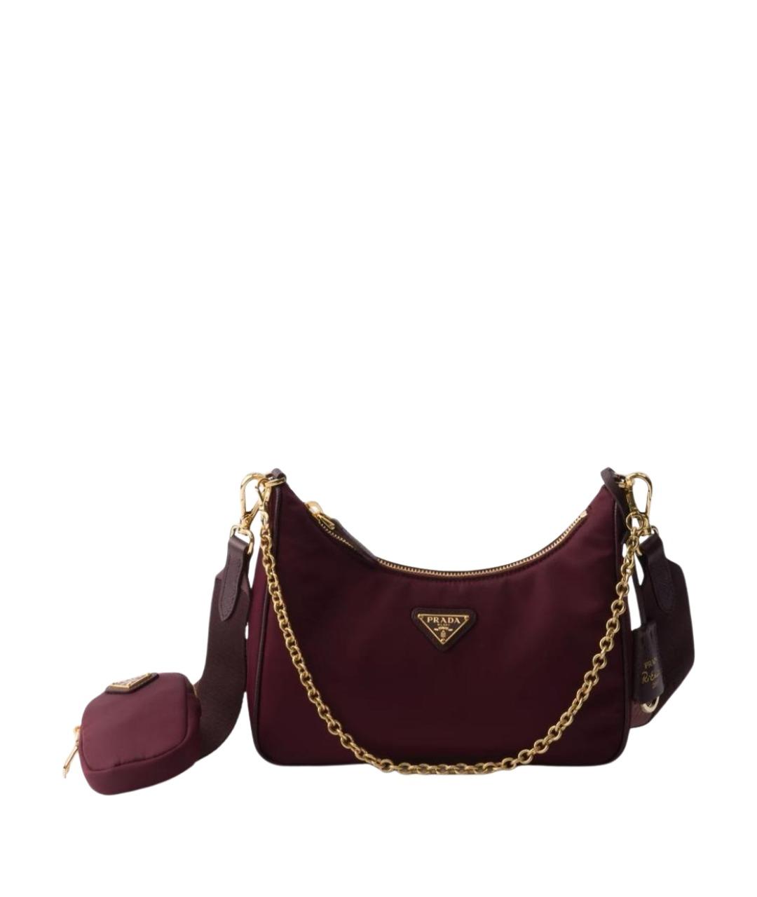 PRADA Бордовая тканевая сумка через плечо, фото 1