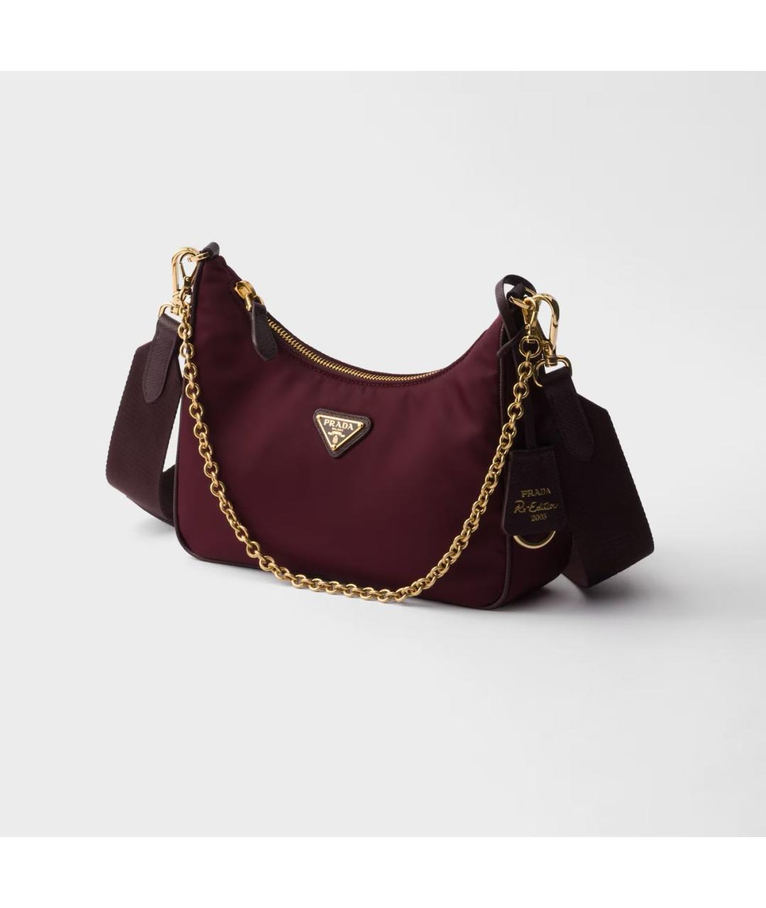 PRADA Бордовая тканевая сумка через плечо, фото 3