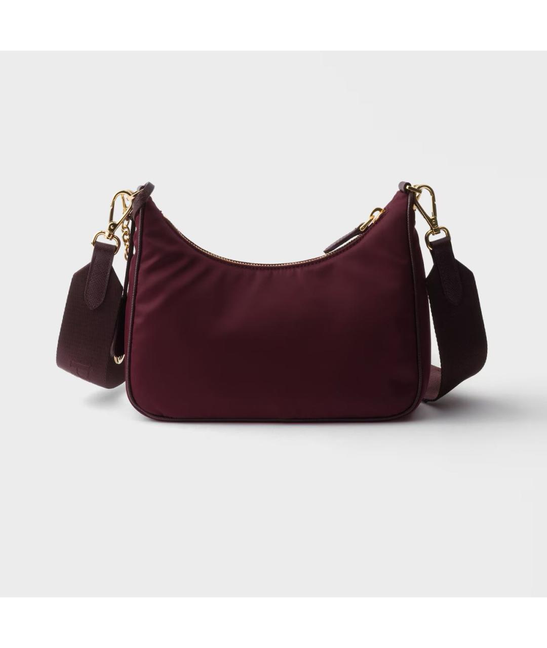 PRADA Бордовая тканевая сумка через плечо, фото 4