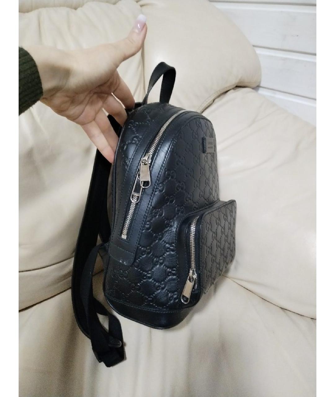 GUCCI Черный кожаный рюкзак, фото 7