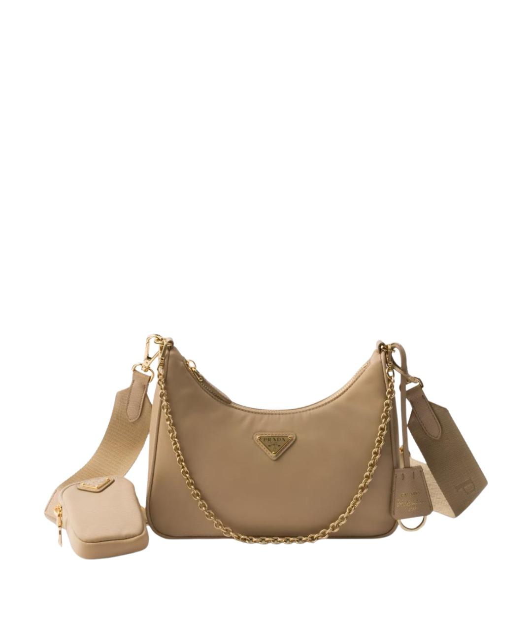 PRADA Бежевая тканевая сумка через плечо, фото 1