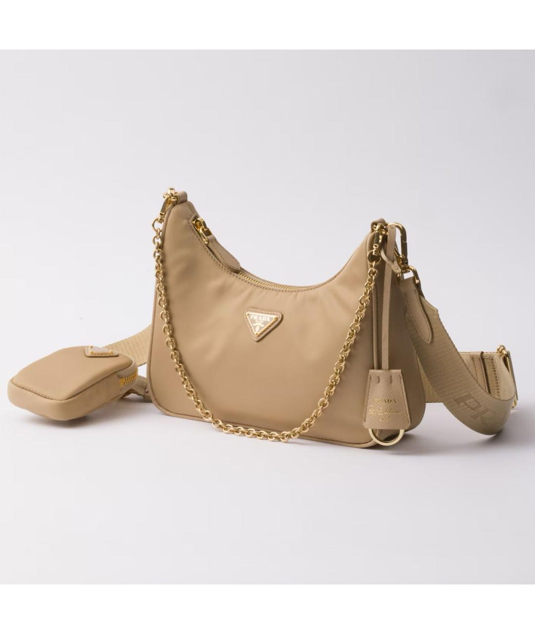 PRADA Бежевая тканевая сумка через плечо, фото 2