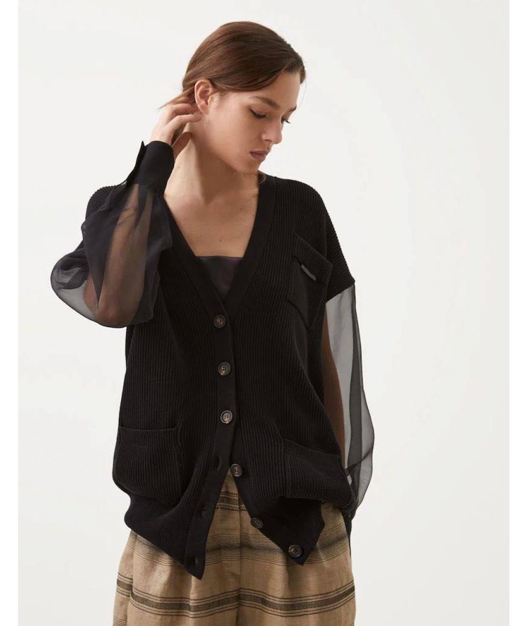 BRUNELLO CUCINELLI Черный хлопковый кардиган, фото 8