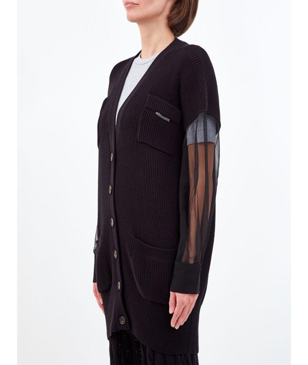 BRUNELLO CUCINELLI Черный хлопковый кардиган, фото 3