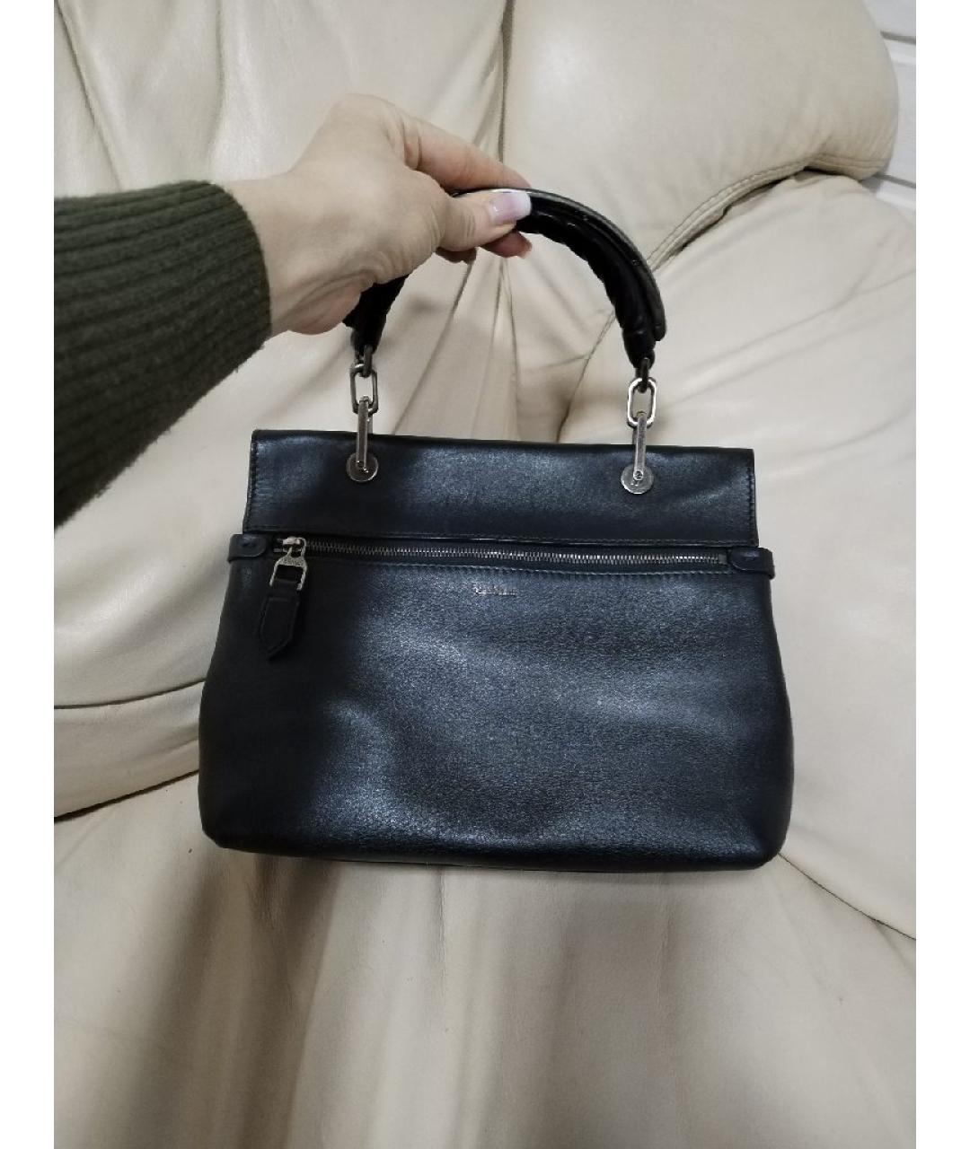 MAX MARA Черная кожаная сумка с короткими ручками, фото 2