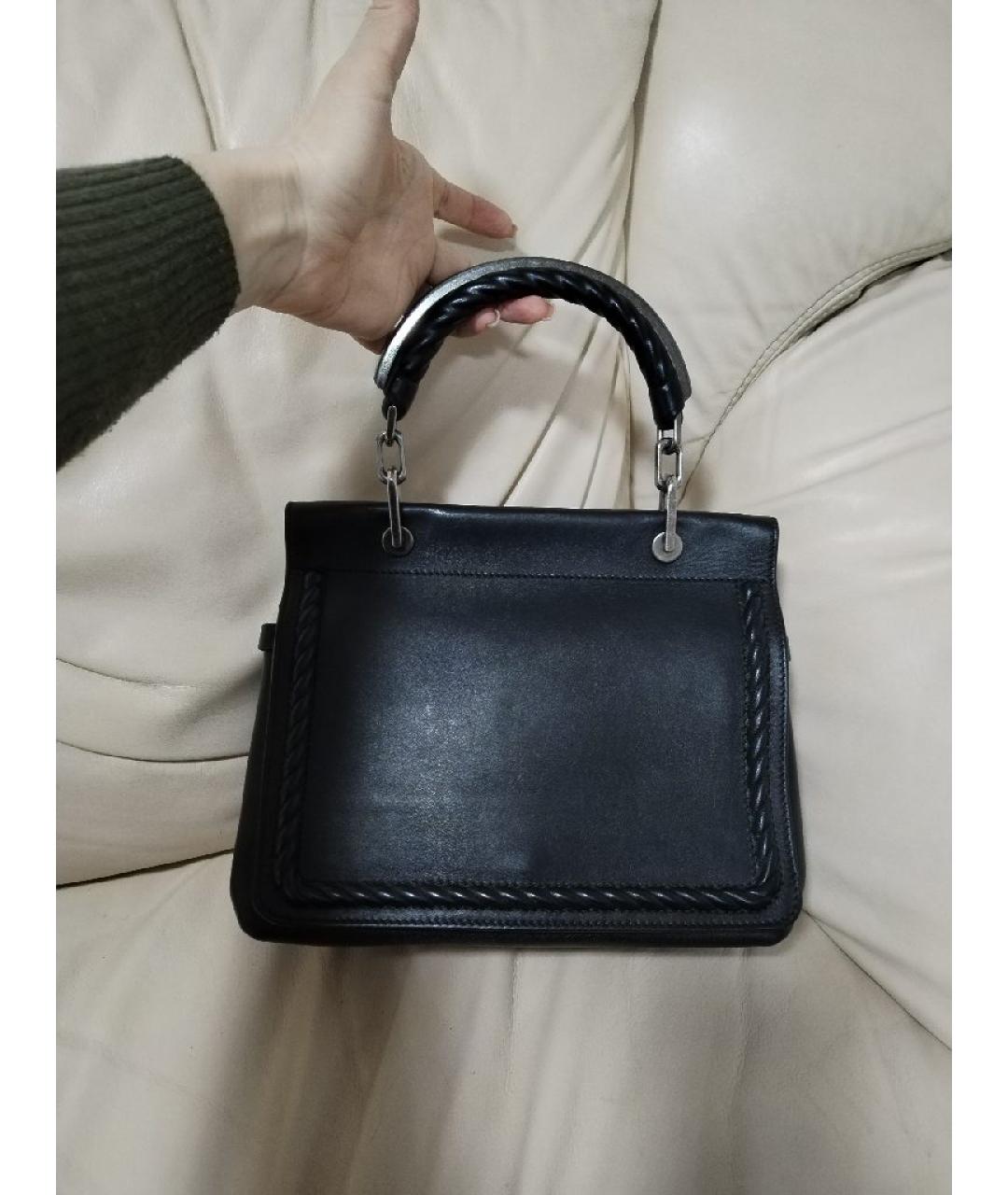 MAX MARA Черная кожаная сумка с короткими ручками, фото 7