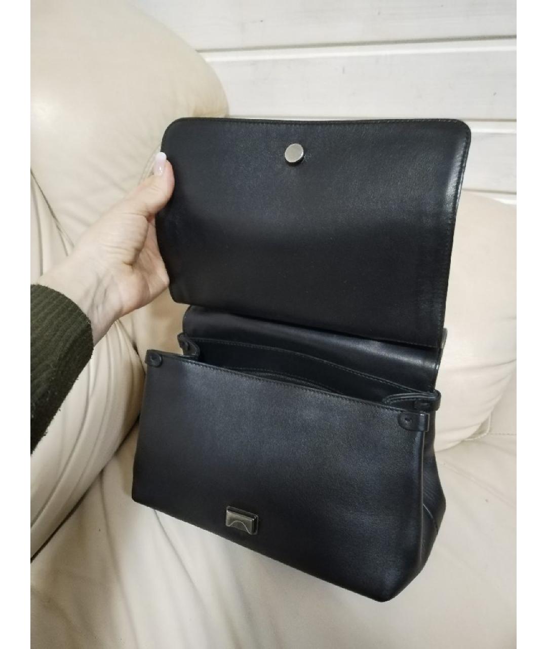 MAX MARA Черная кожаная сумка с короткими ручками, фото 6