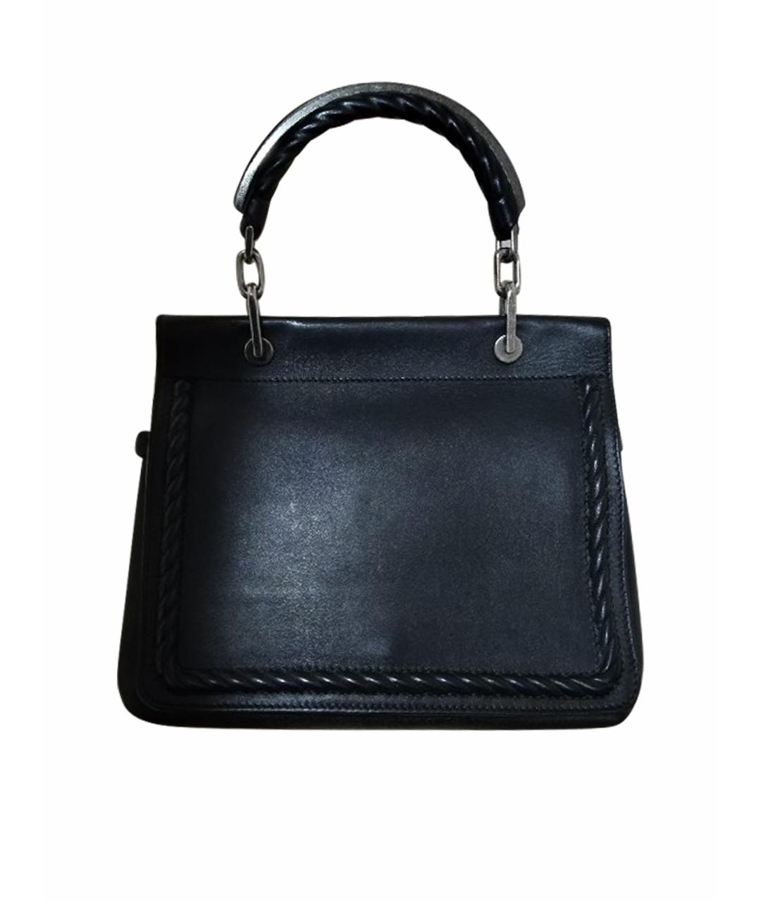 MAX MARA Черная кожаная сумка с короткими ручками, фото 1