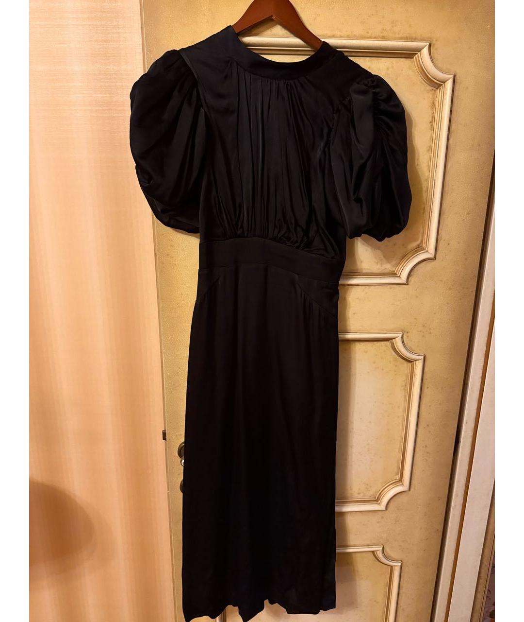 ROTATE Черное атласное коктейльное платье, фото 2