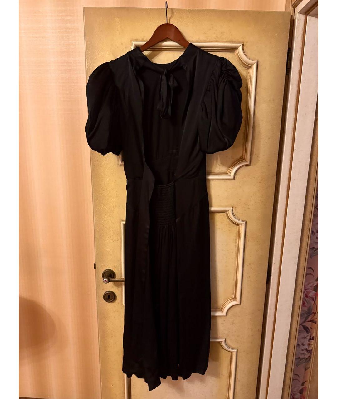 ROTATE Черное атласное коктейльное платье, фото 5