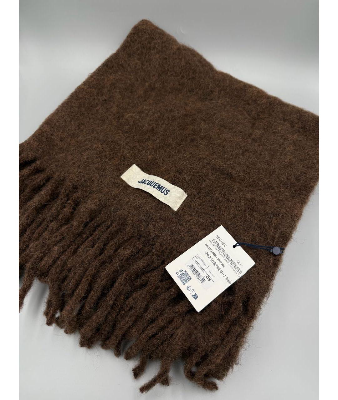 JACQUEMUS Коричневый шерстяной шарф, фото 2