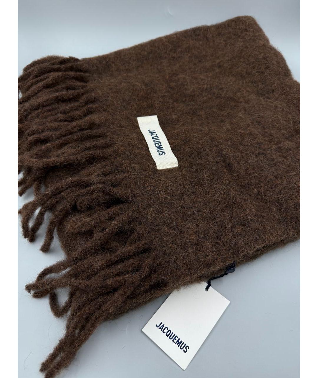 JACQUEMUS Коричневый шерстяной шарф, фото 6