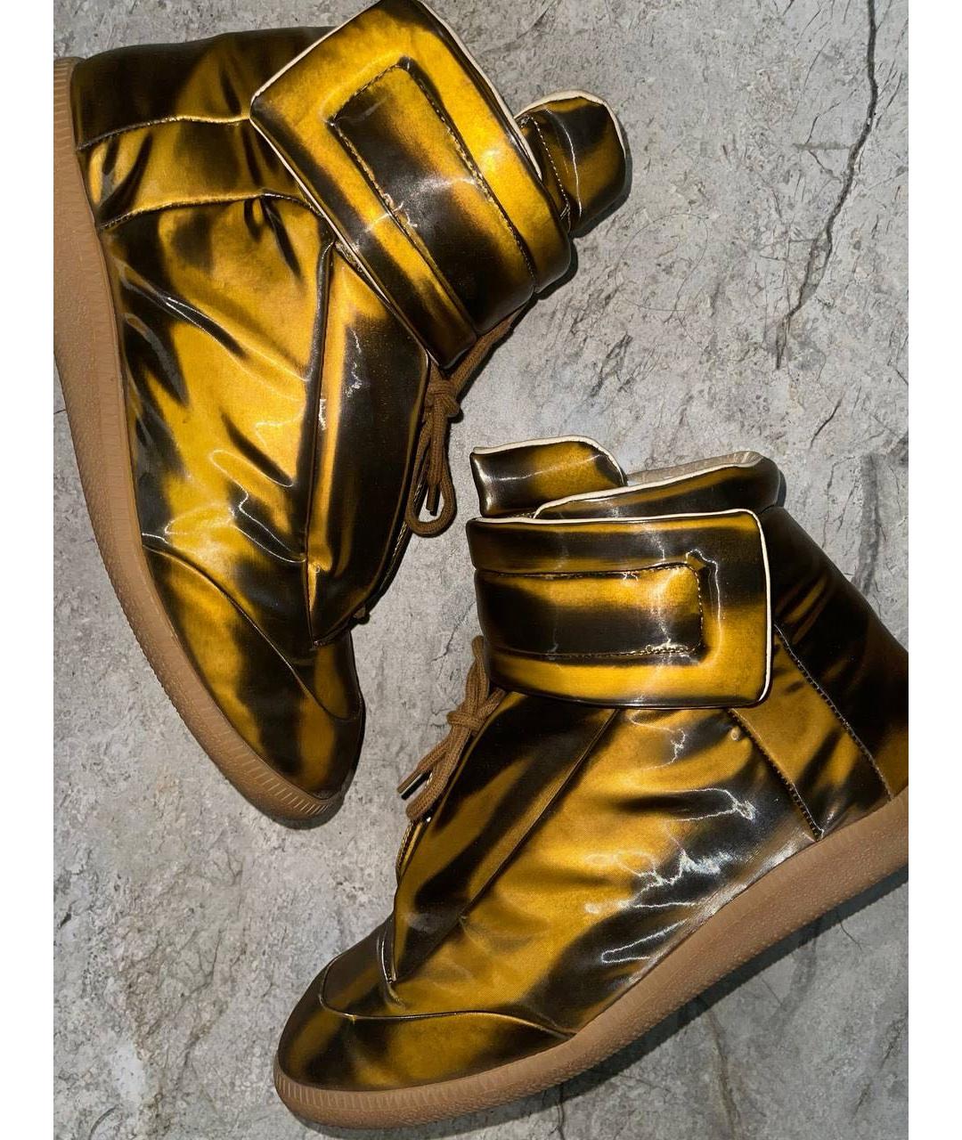 MAISON MARGIELA Золотые высокие кроссовки / кеды, фото 4