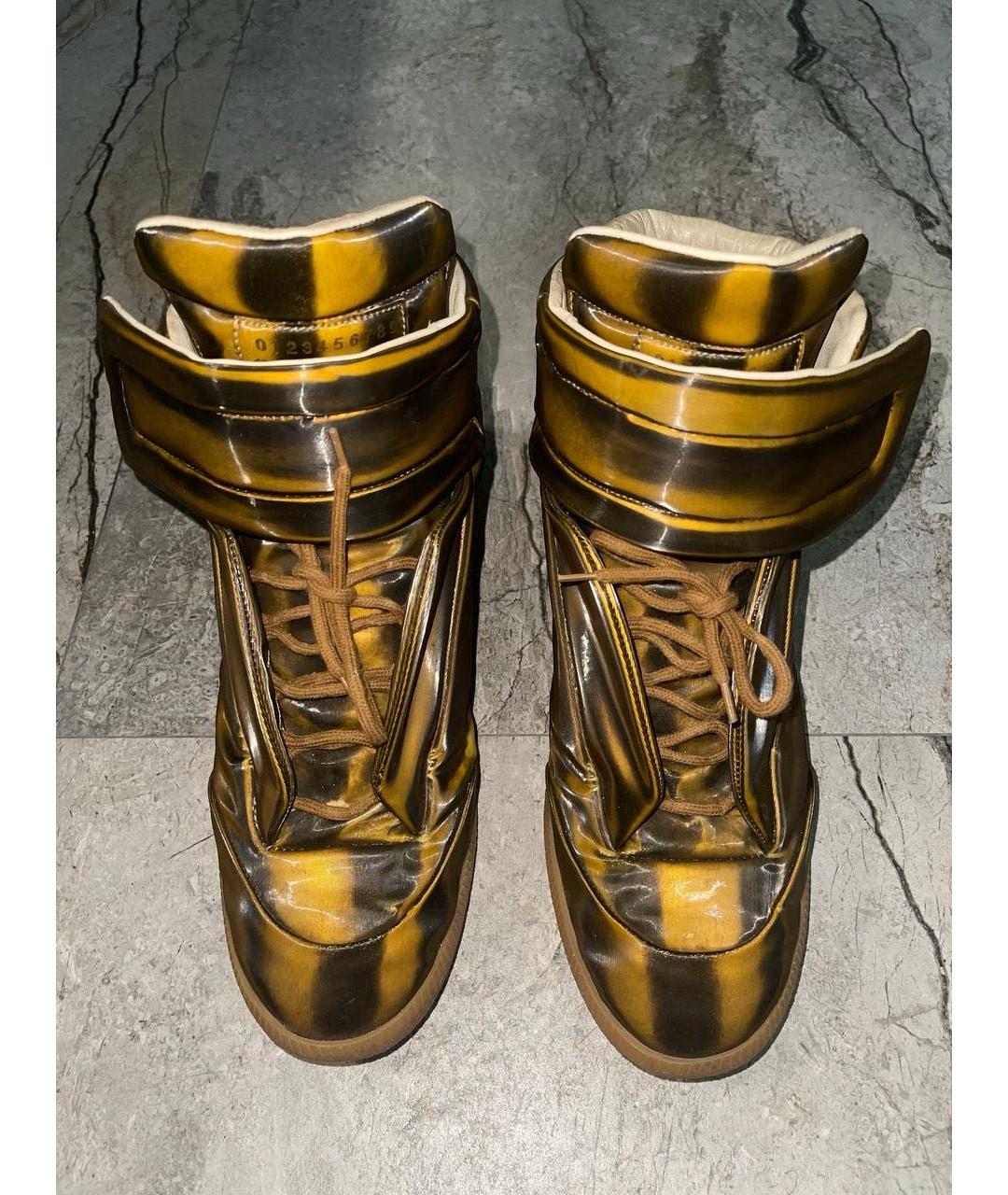 MAISON MARGIELA Золотые высокие кроссовки / кеды, фото 3