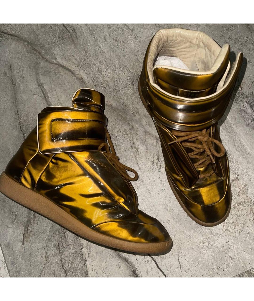 MAISON MARGIELA Золотые высокие кроссовки / кеды, фото 2