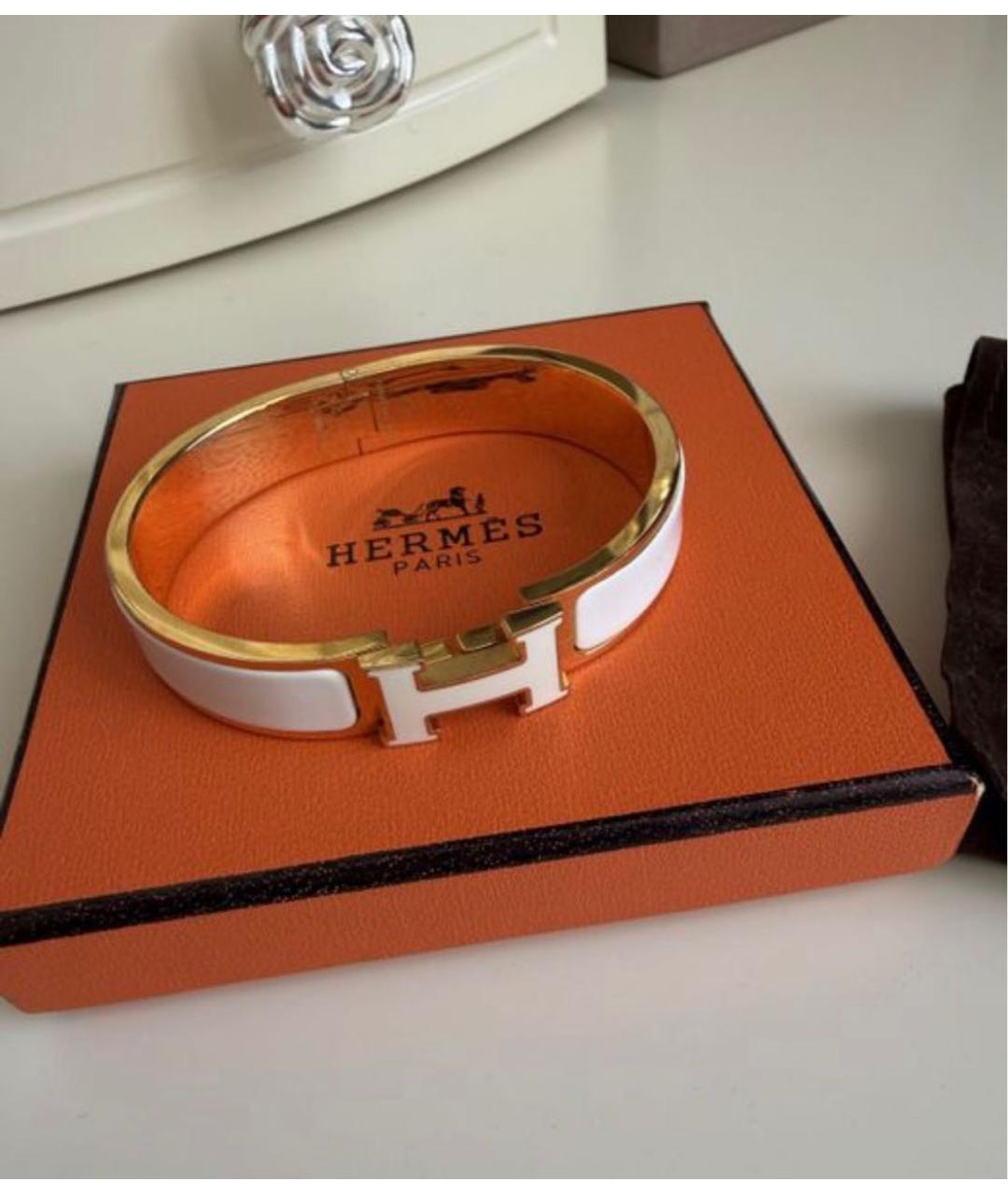 HERMES Белый металлический браслет, фото 5