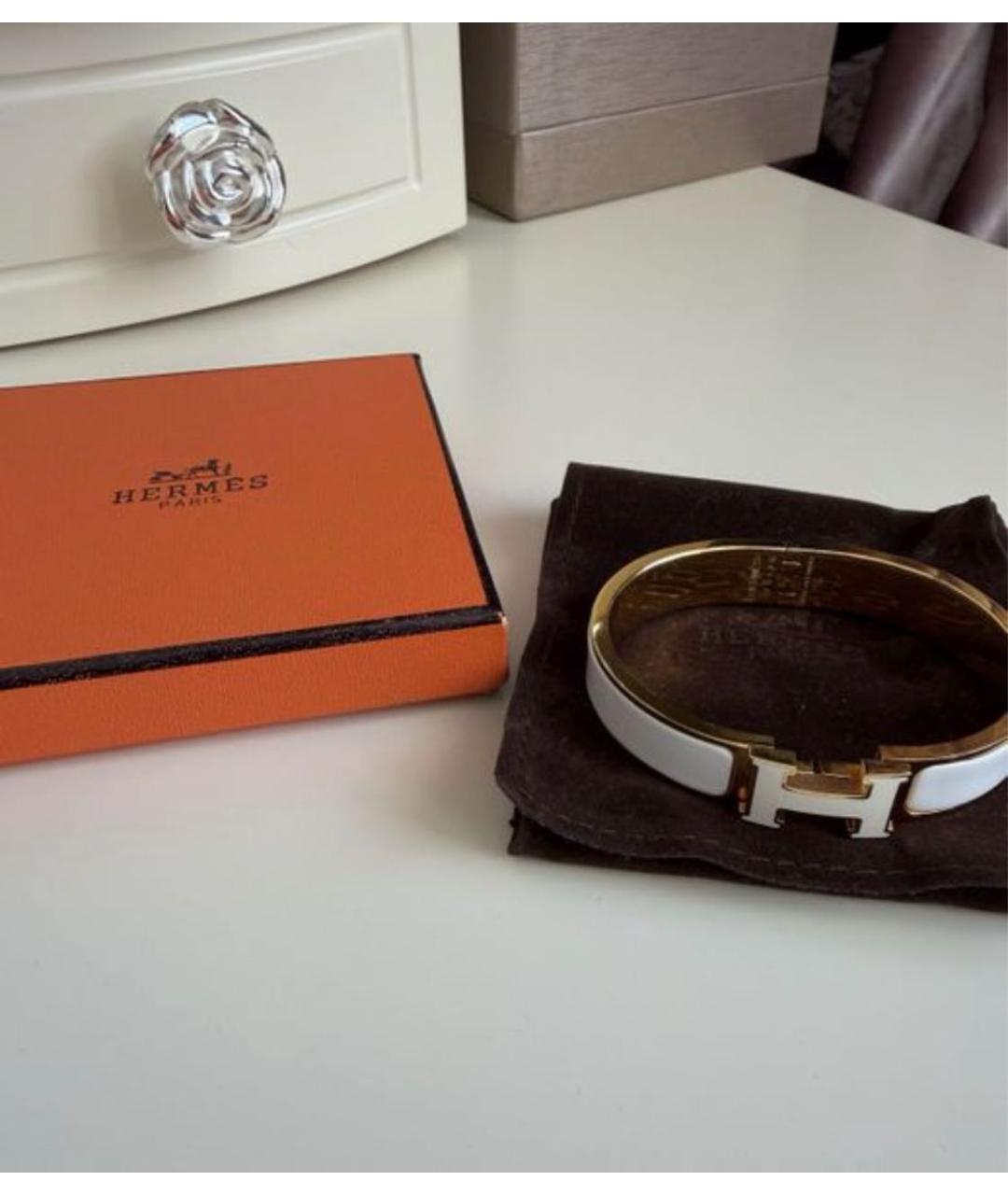 HERMES Белый металлический браслет, фото 4