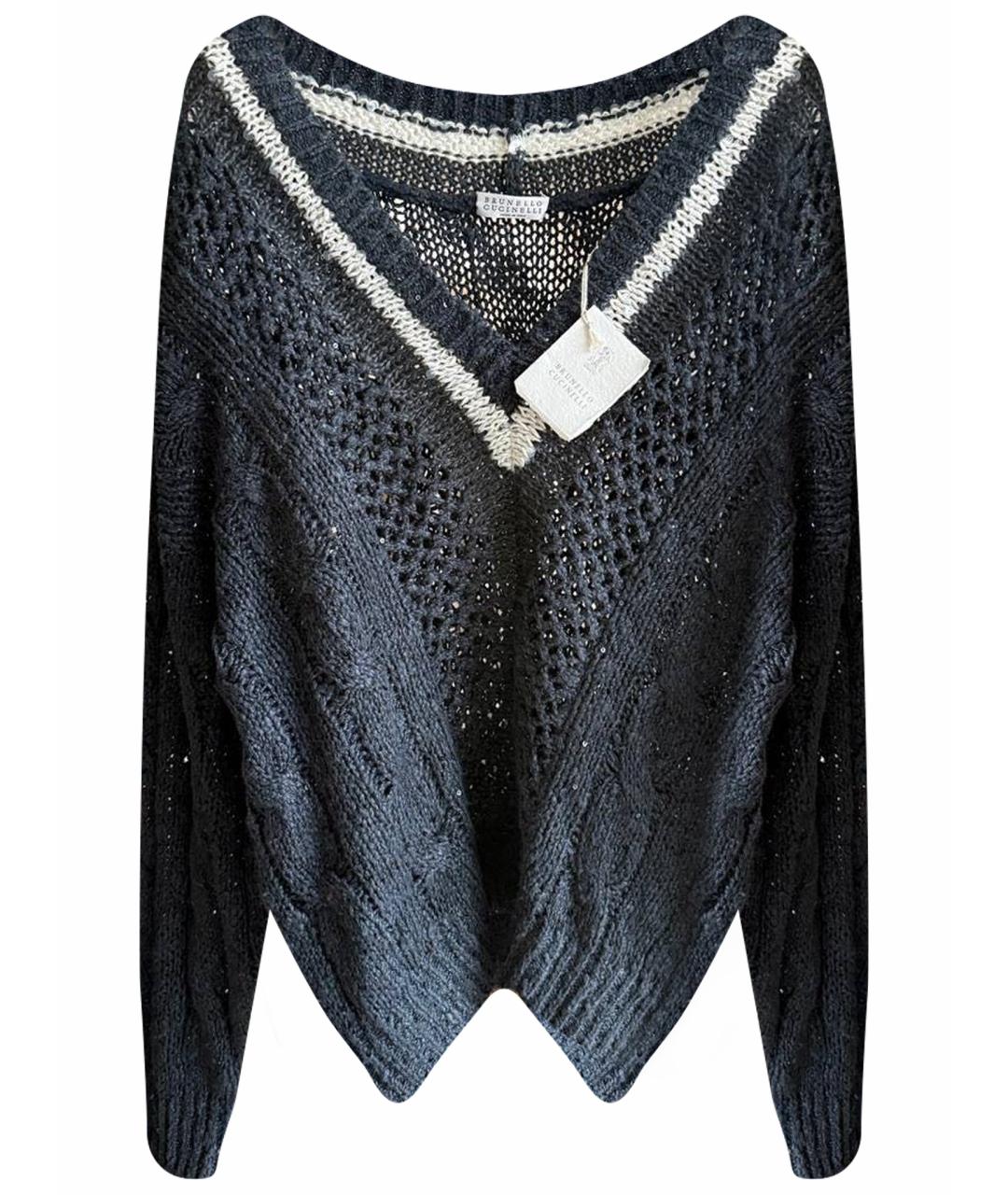 BRUNELLO CUCINELLI Темно-синий льняной джемпер / свитер, фото 1