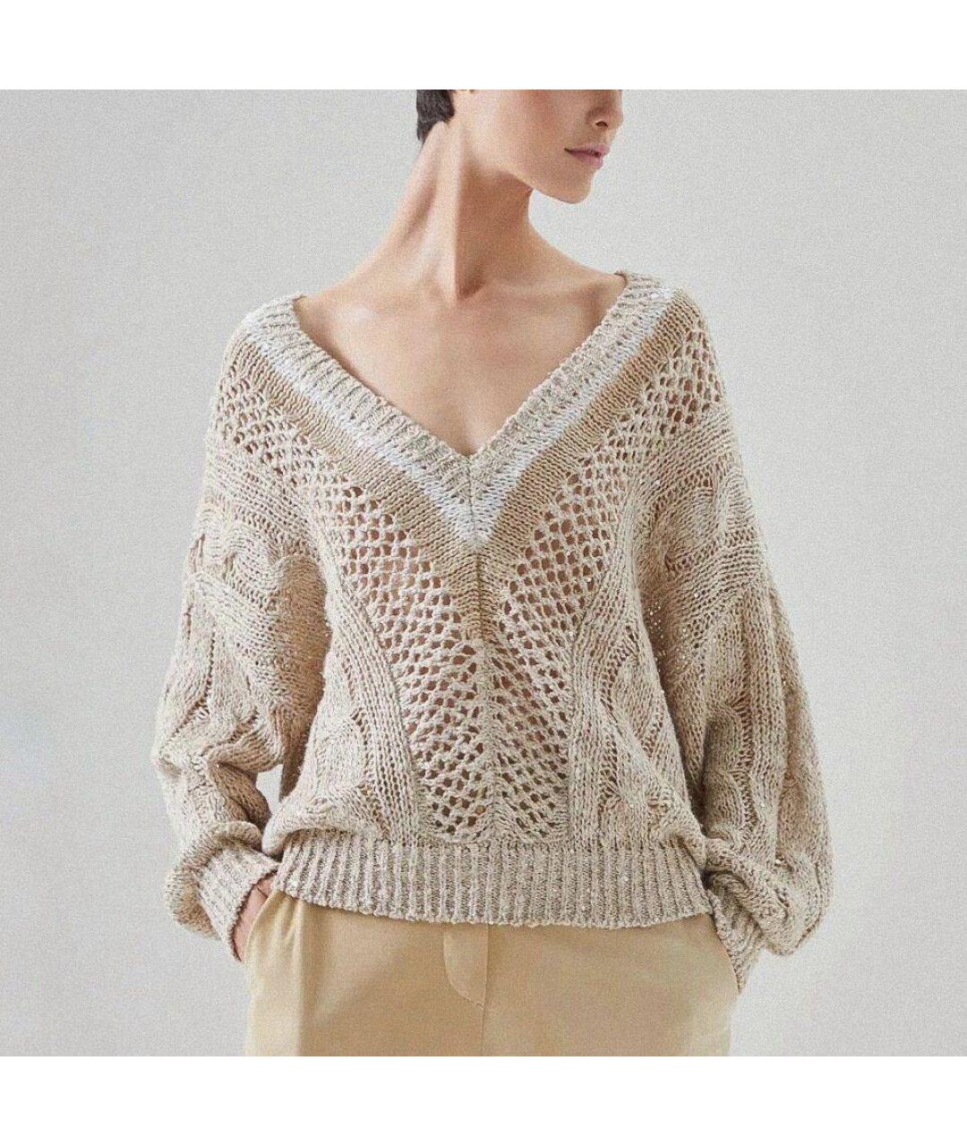 BRUNELLO CUCINELLI Темно-синий льняной джемпер / свитер, фото 2