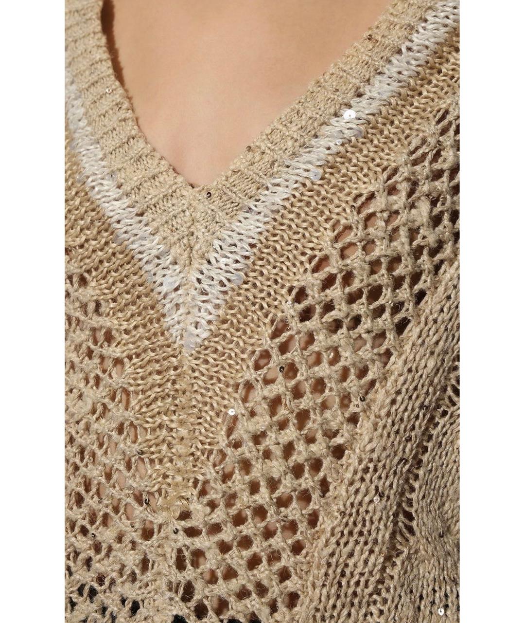 BRUNELLO CUCINELLI Темно-синий льняной джемпер / свитер, фото 4