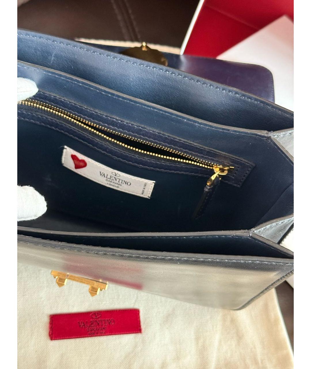 VALENTINO Темно-синяя кожаная сумка через плечо, фото 7