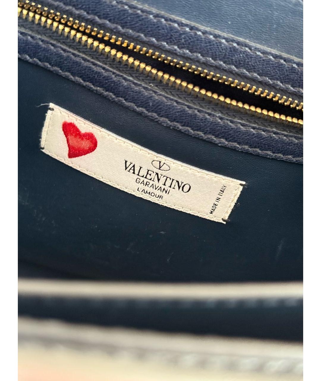VALENTINO Темно-синяя кожаная сумка через плечо, фото 8