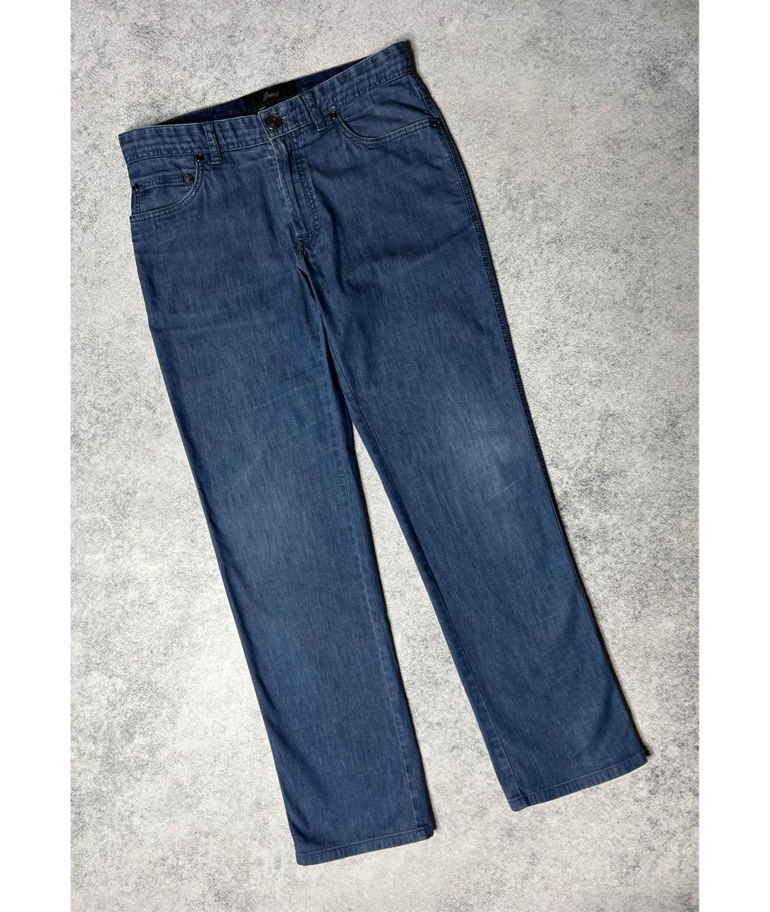 BRIONI Синие хлопко-эластановые прямые джинсы, фото 9