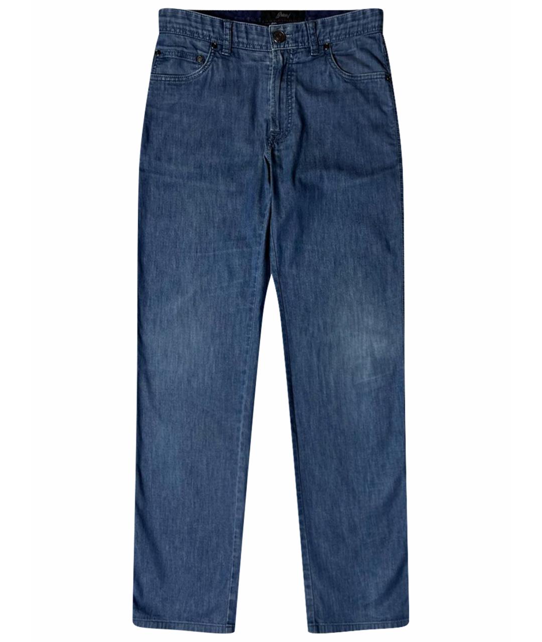 BRIONI Синие хлопко-эластановые прямые джинсы, фото 1
