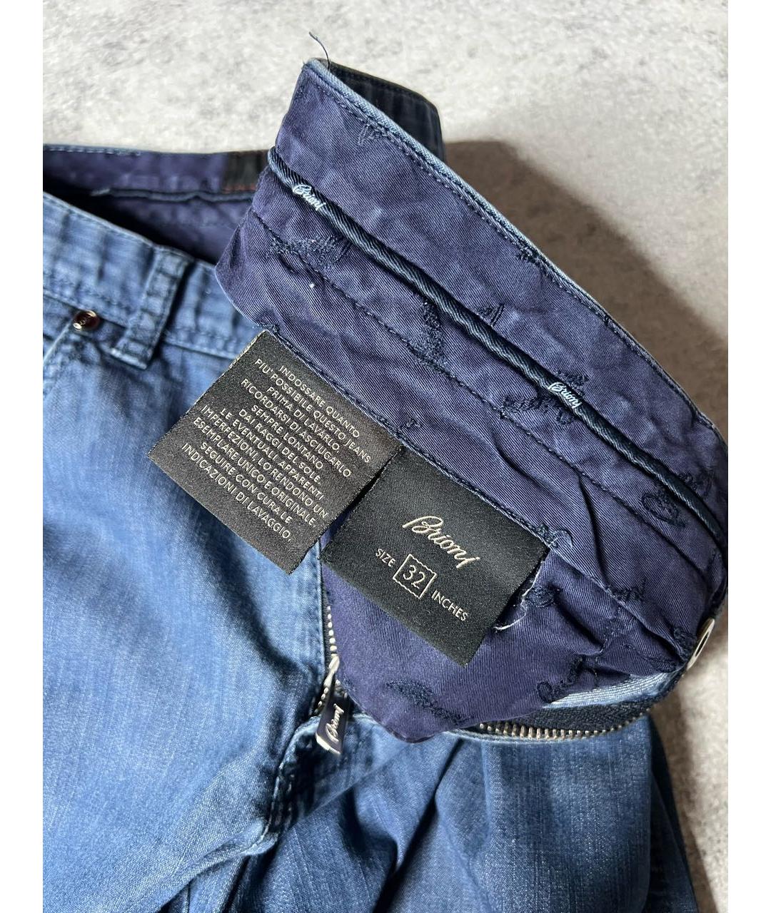 BRIONI Синие хлопко-эластановые прямые джинсы, фото 7