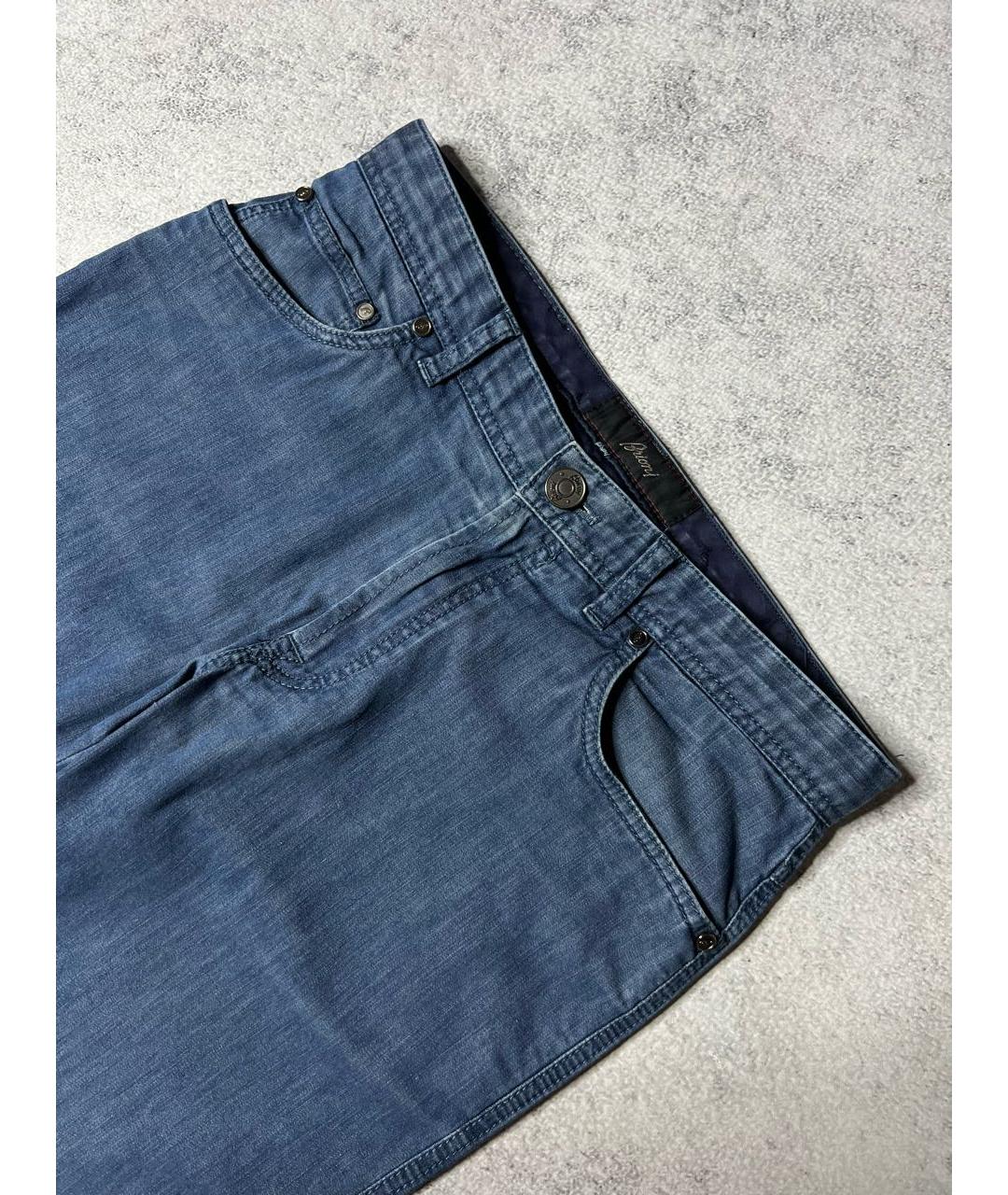 BRIONI Синие хлопко-эластановые прямые джинсы, фото 3