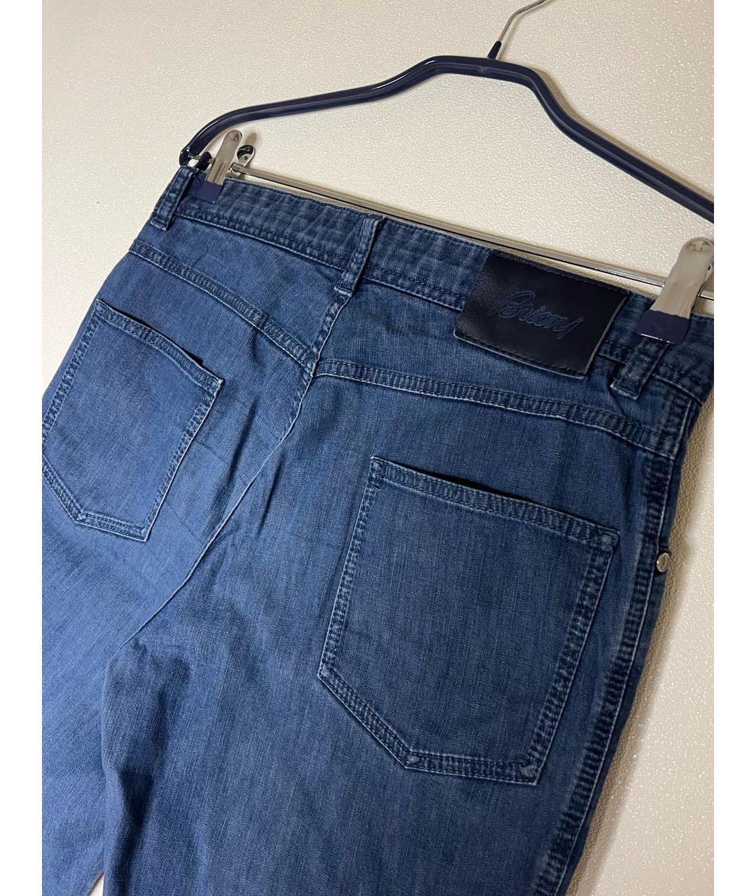 BRIONI Синие хлопко-эластановые прямые джинсы, фото 2