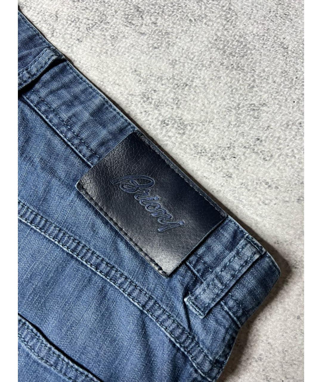 BRIONI Синие хлопко-эластановые прямые джинсы, фото 6