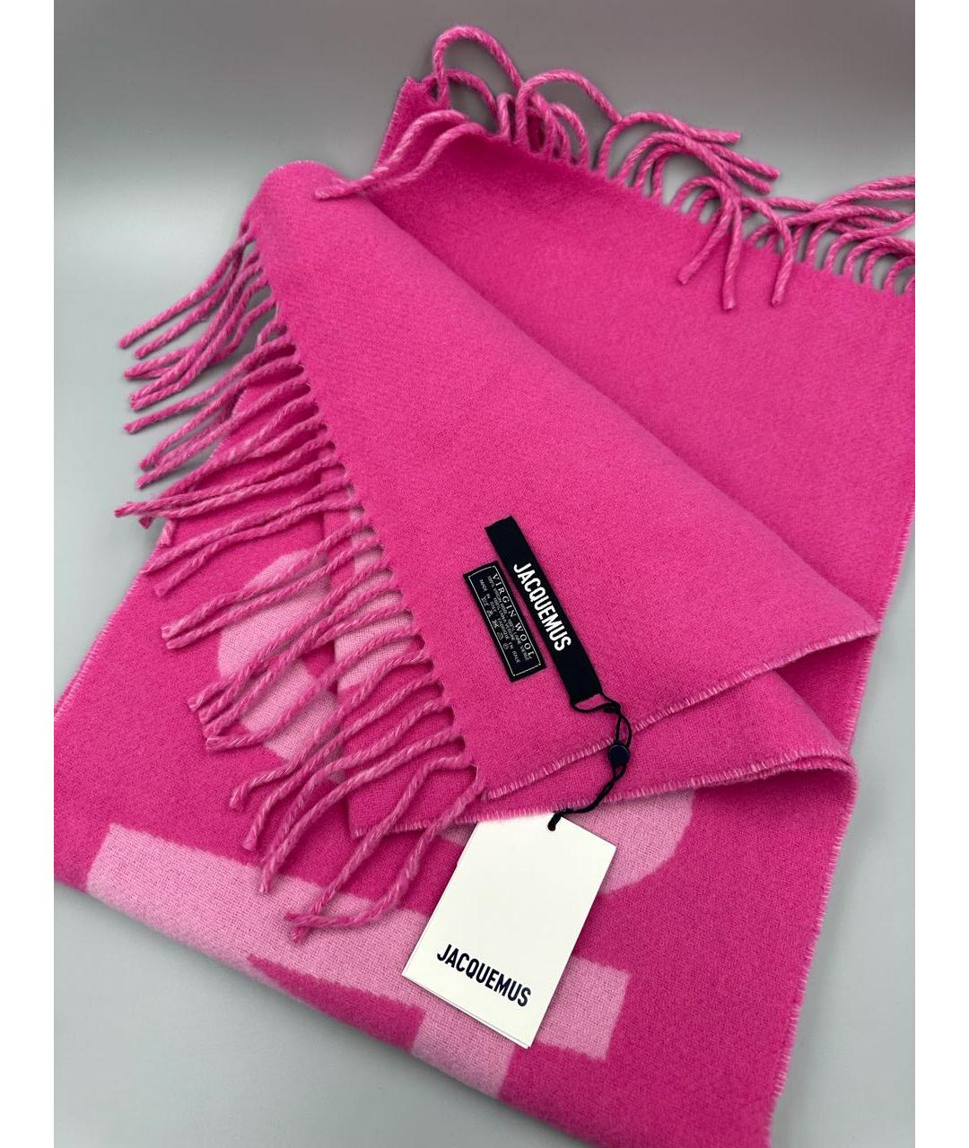 JACQUEMUS Розовый шерстяной шарф, фото 2