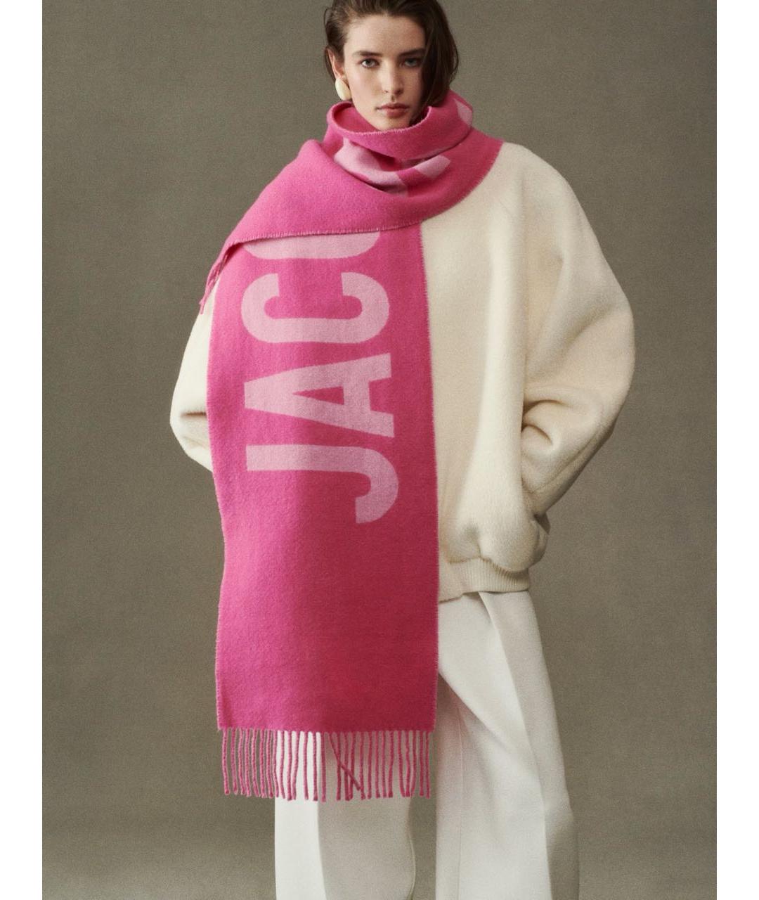 JACQUEMUS Розовый шерстяной шарф, фото 7