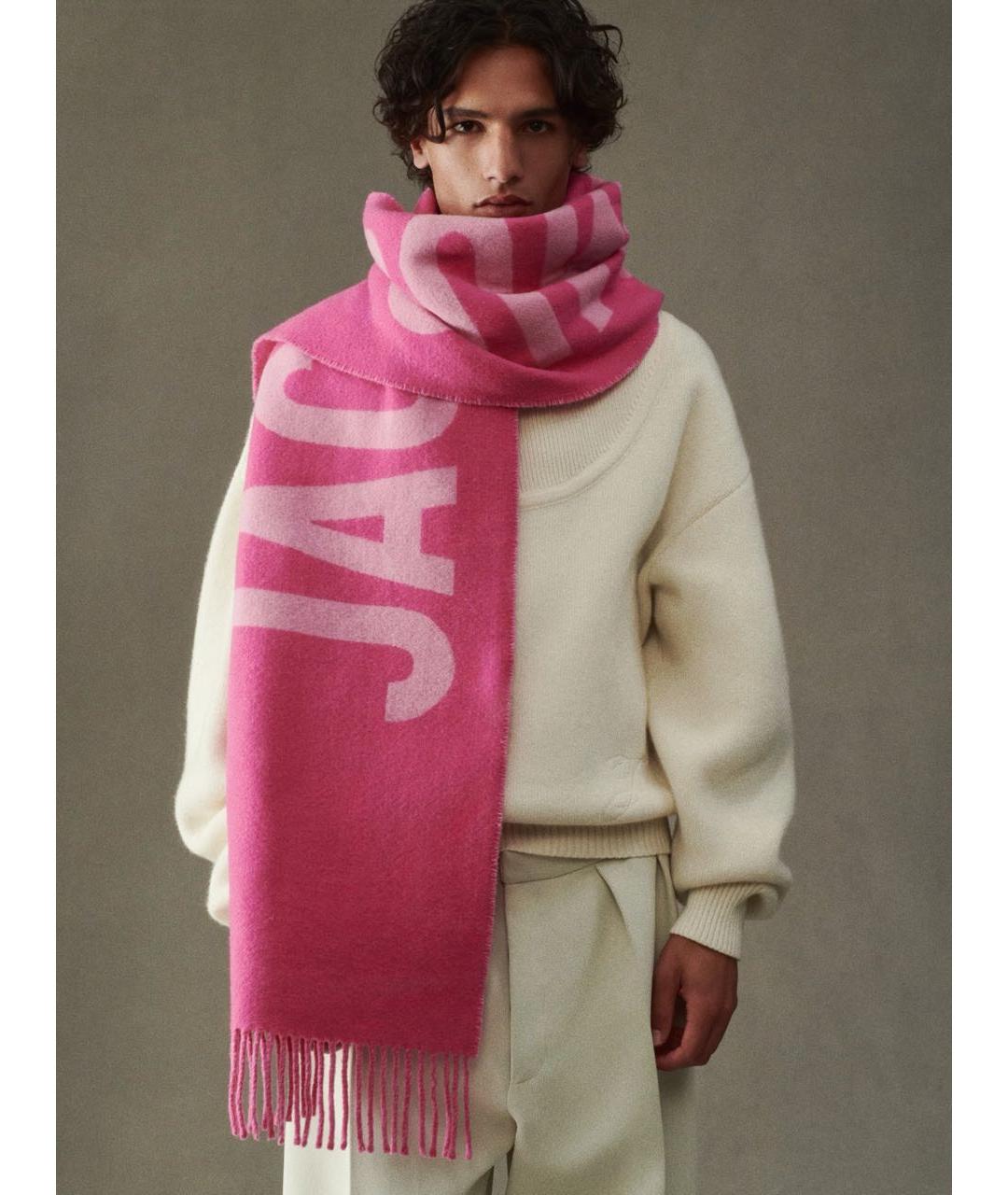 JACQUEMUS Розовый шерстяной шарф, фото 6