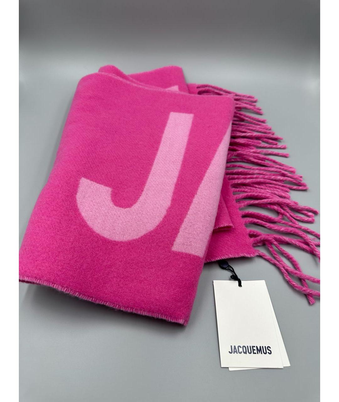 JACQUEMUS Розовый шерстяной шарф, фото 3
