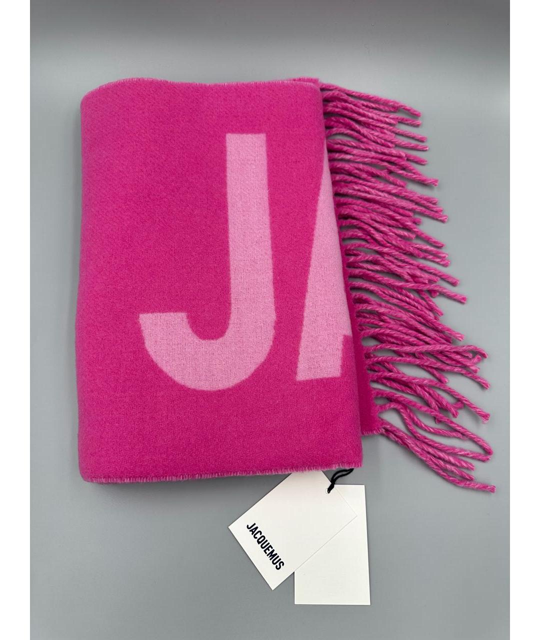 JACQUEMUS Розовый шерстяной шарф, фото 5