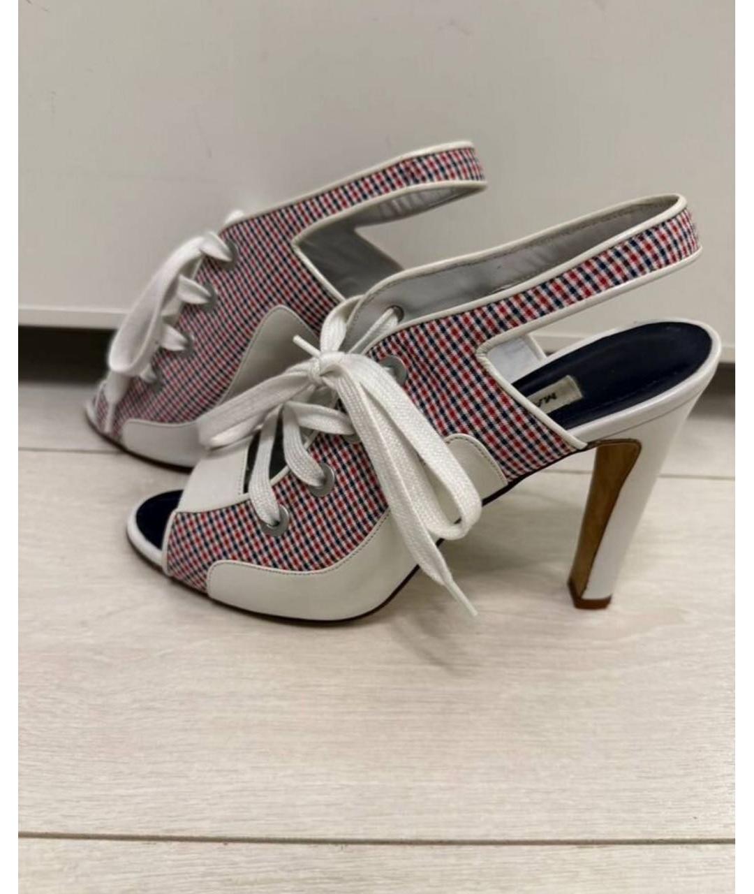 MANOLO BLAHNIK Мульти текстильные босоножки, фото 5