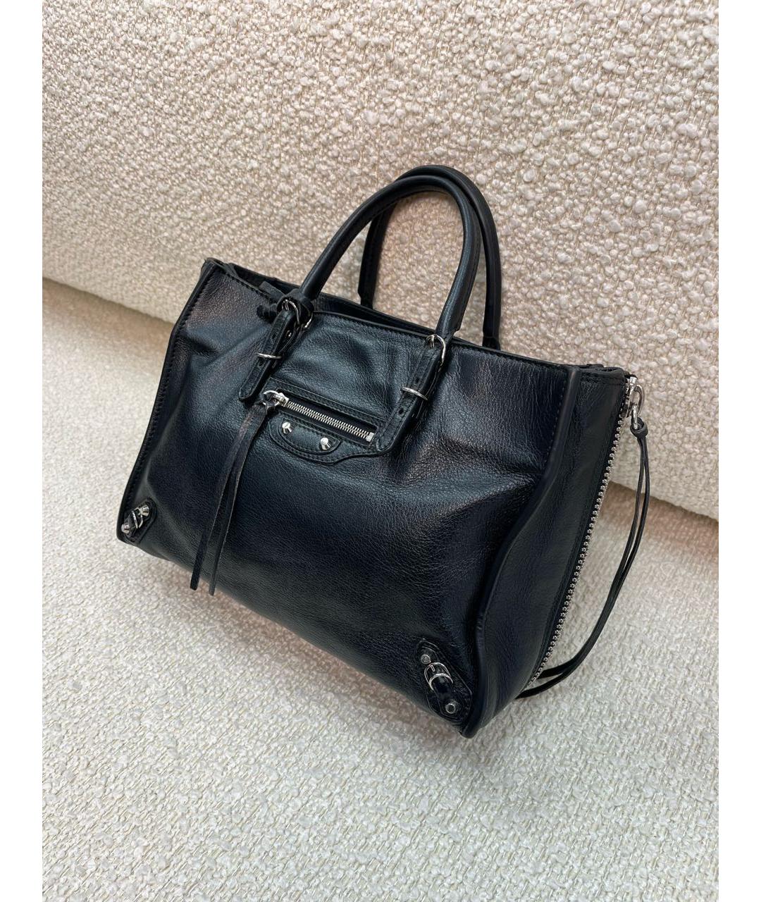 BALENCIAGA Черная кожаная сумка с короткими ручками, фото 5