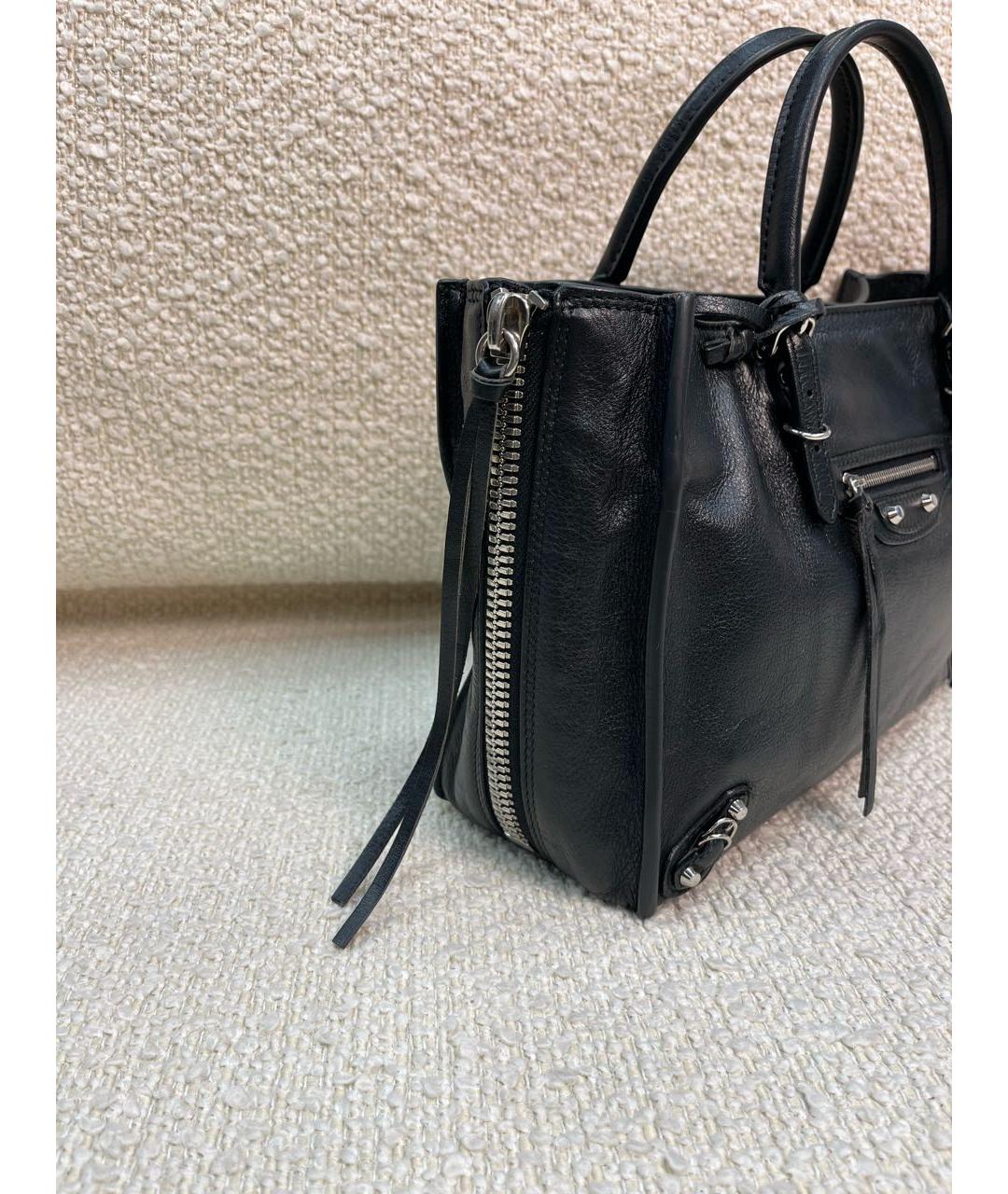 BALENCIAGA Черная кожаная сумка с короткими ручками, фото 7