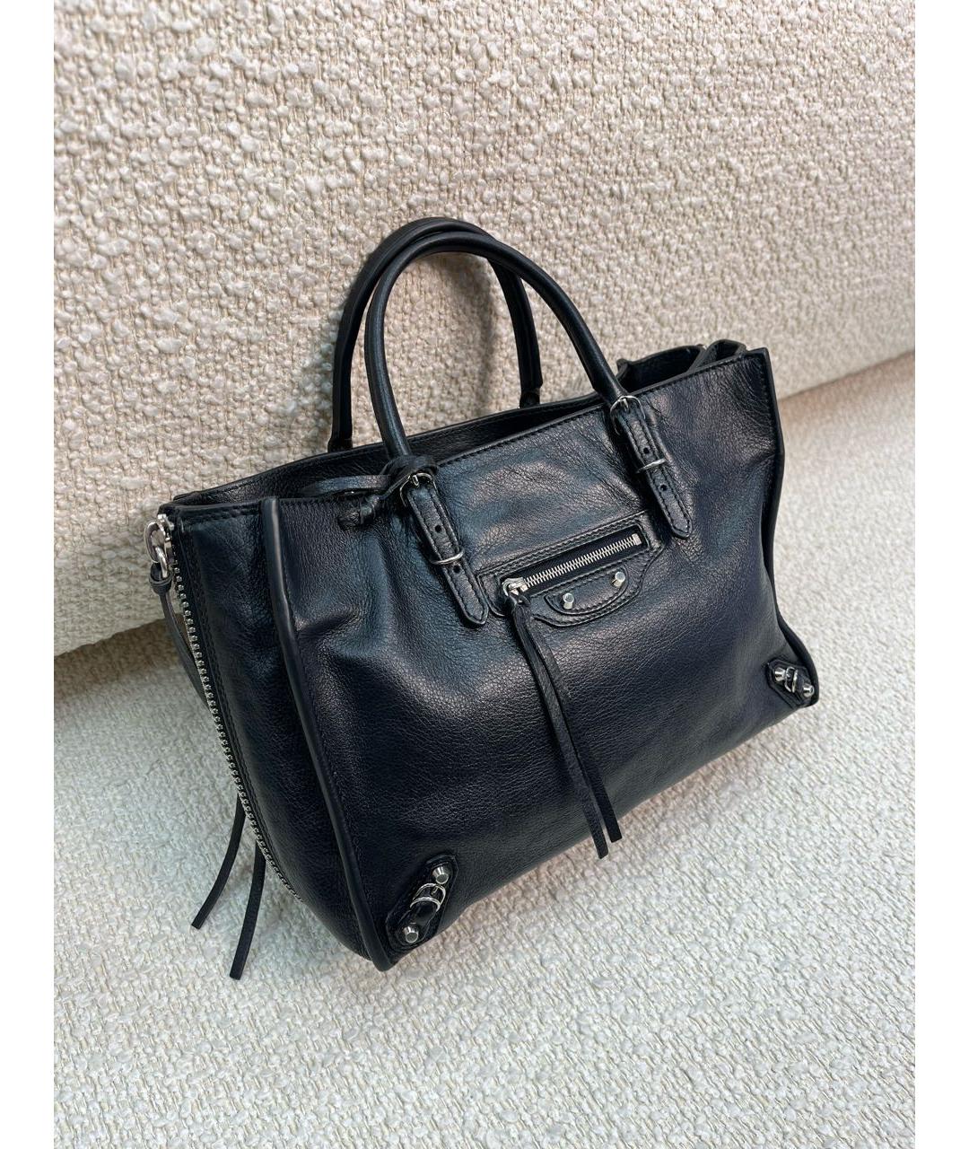 BALENCIAGA Черная кожаная сумка с короткими ручками, фото 2