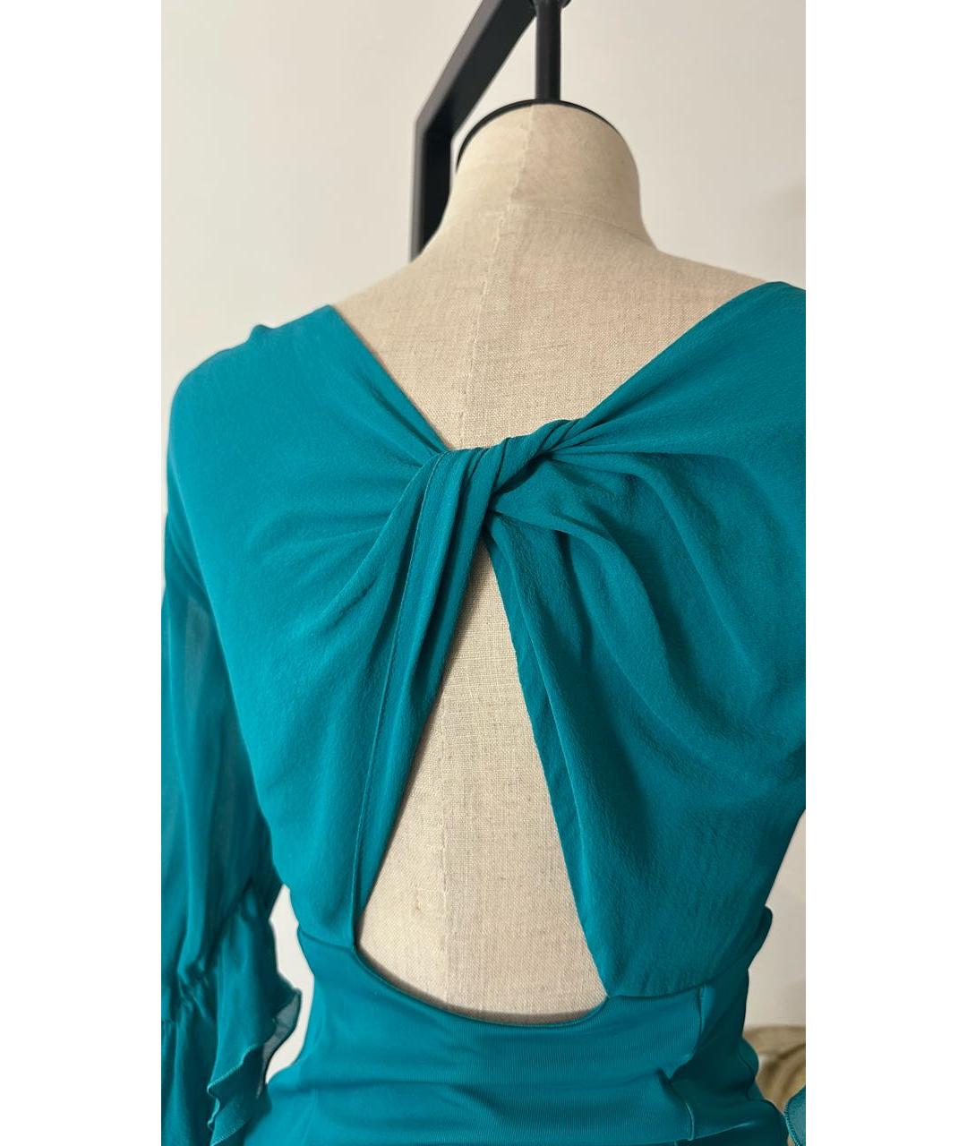 MAX&CO Зеленые шелковое коктейльное платье, фото 3