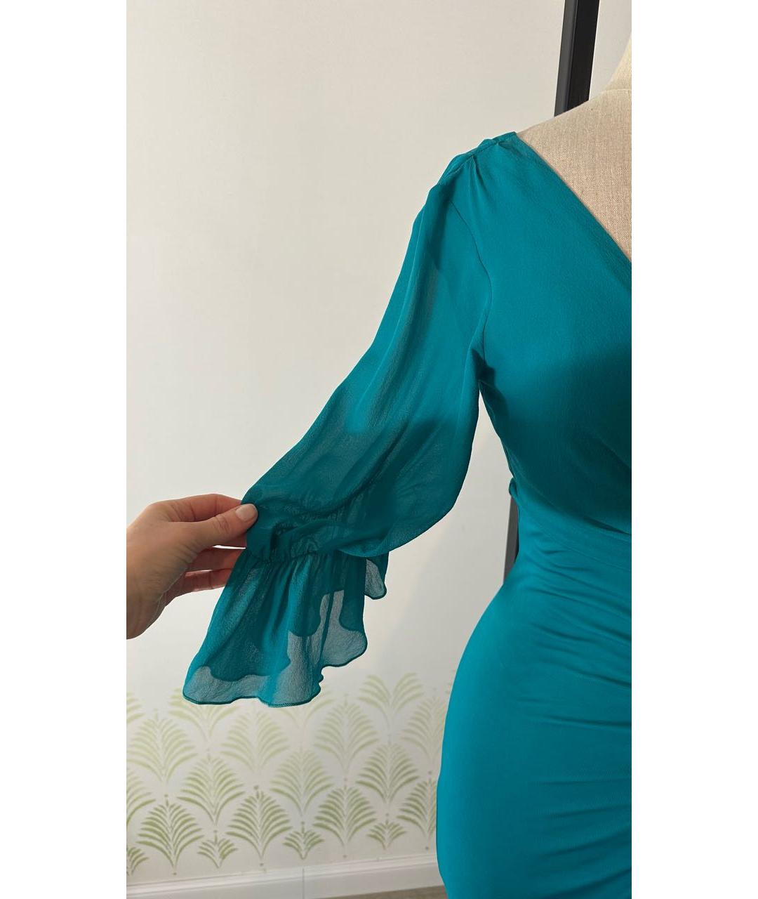 MAX&CO Зеленые шелковое коктейльное платье, фото 5