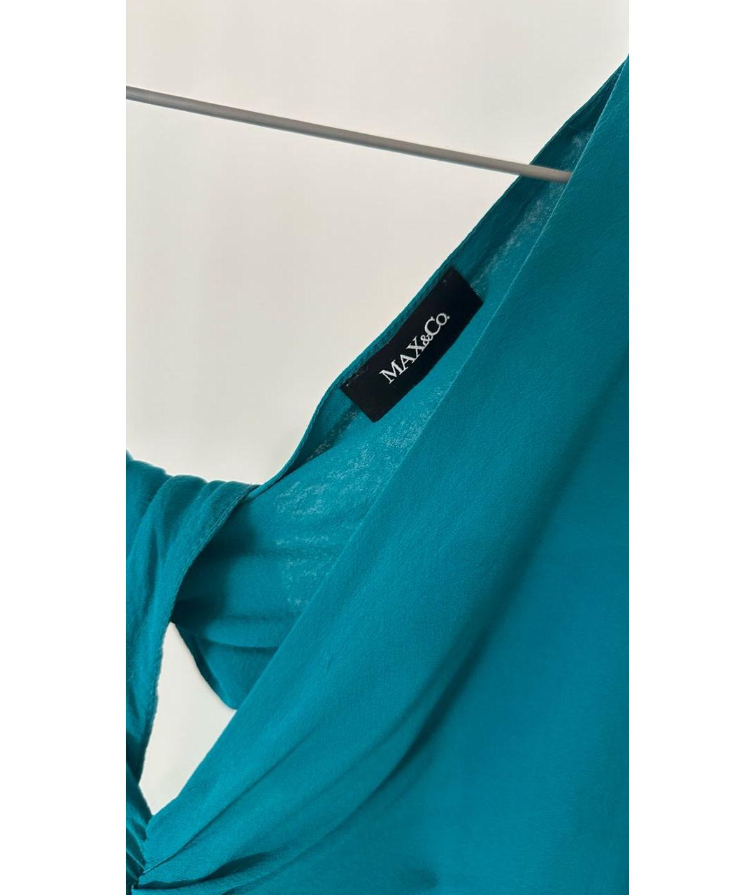 MAX&CO Зеленые шелковое коктейльное платье, фото 4
